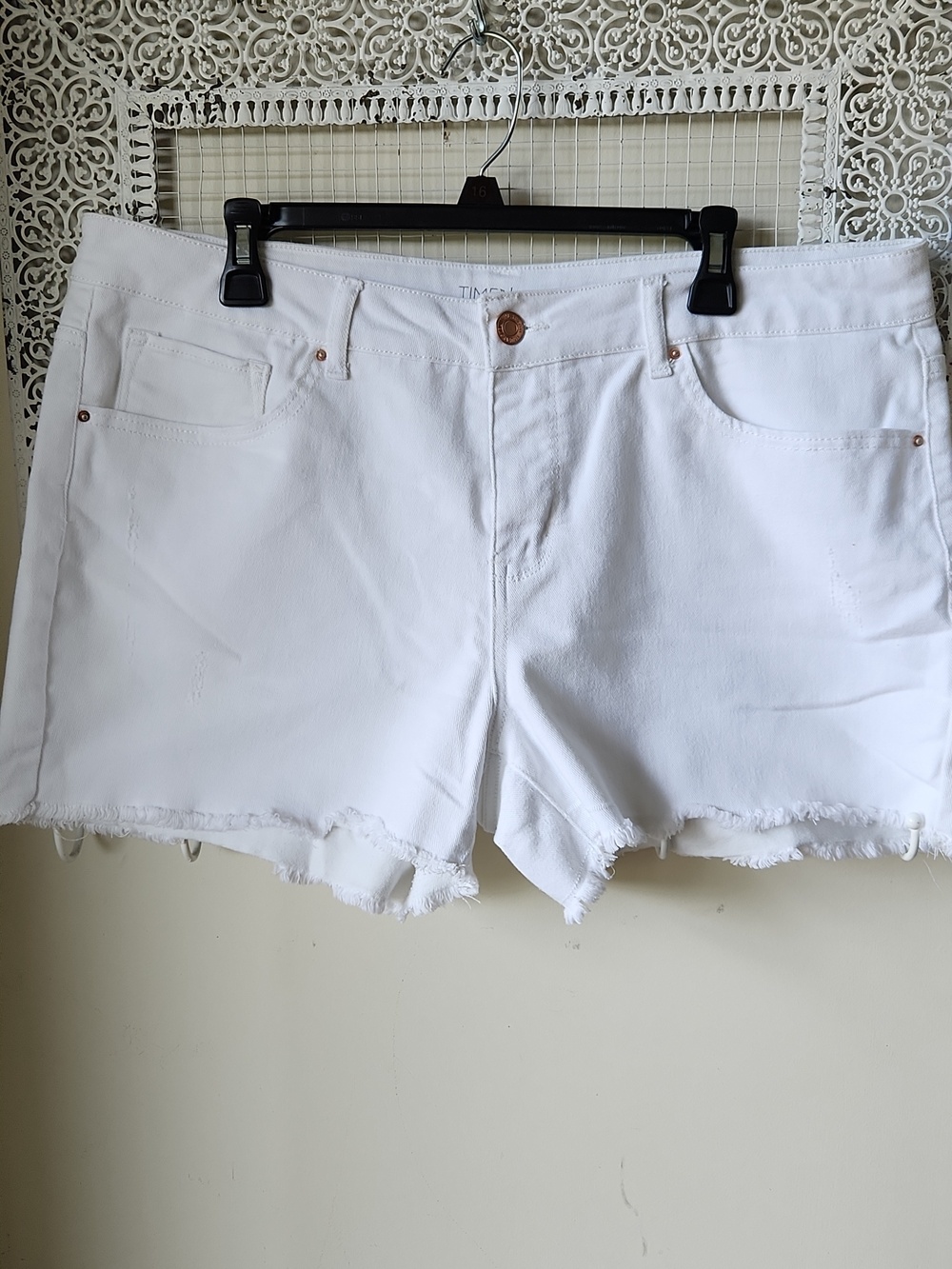 Plus 16 White Denim Shorts fringe BOHO